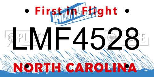 LMF4528 North Carolina License Plate
