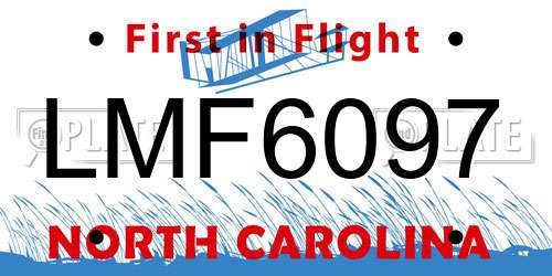 LMF6097 North Carolina License Plate