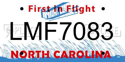 LMF7083 North Carolina License Plate