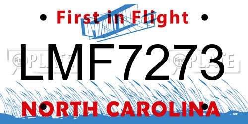 LMF7273 North Carolina License Plate