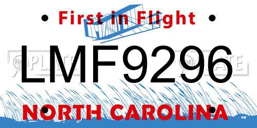 LMF9296 North Carolina License Plate