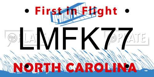 LMFK77 North Carolina License Plate