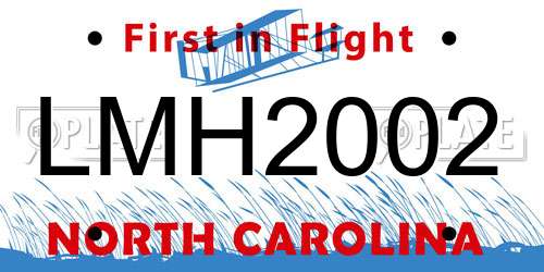 LMH2002 North Carolina License Plate