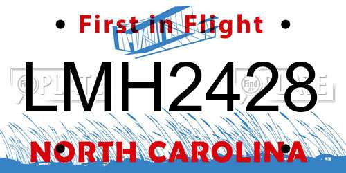 LMH2428 North Carolina License Plate
