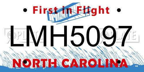 LMH5097 North Carolina License Plate