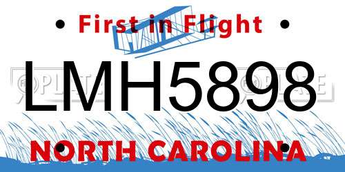LMH5898 North Carolina License Plate