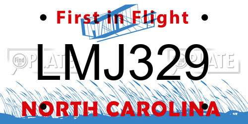 LMJ329 North Carolina License Plate