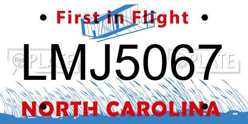 LMJ5067 North Carolina License Plate