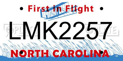 LMK2257 North Carolina License Plate