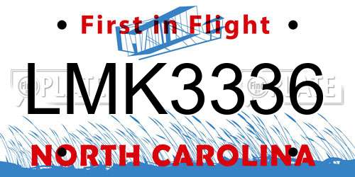 LMK3336 North Carolina License Plate