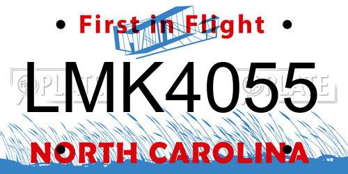LMK4055 North Carolina License Plate