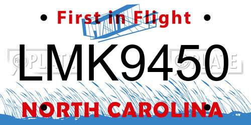 LMK9450 North Carolina License Plate