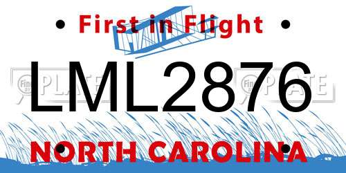 LML2876 North Carolina License Plate