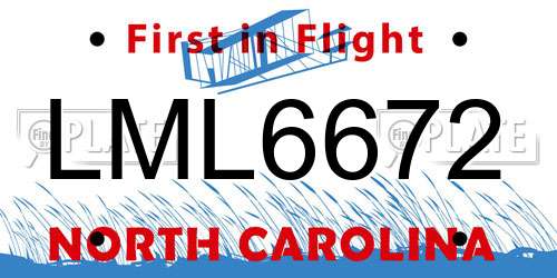 LML6672 North Carolina License Plate