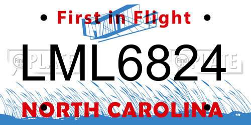 LML6824 North Carolina License Plate