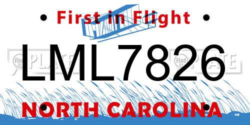 LML7826 North Carolina License Plate