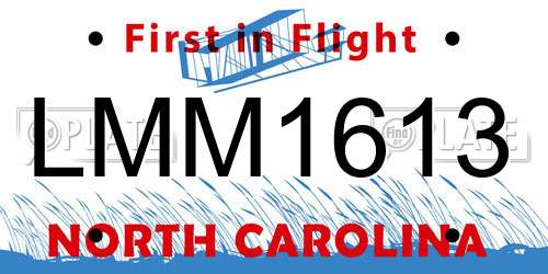 LMM1613 North Carolina License Plate