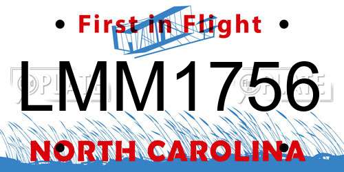 LMM1756 North Carolina License Plate