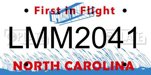 LMM2041 North Carolina License Plate