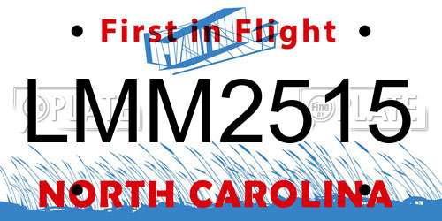 LMM2515 North Carolina License Plate
