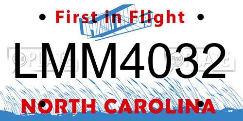 LMM4032 North Carolina License Plate