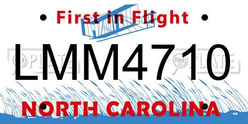 LMM4710 North Carolina License Plate