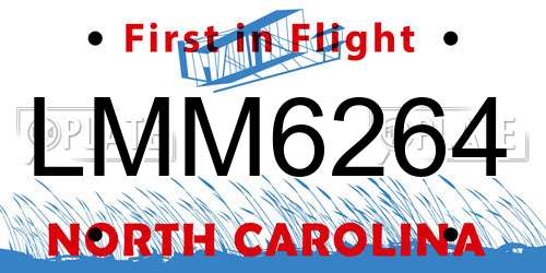 LMM6264 North Carolina License Plate