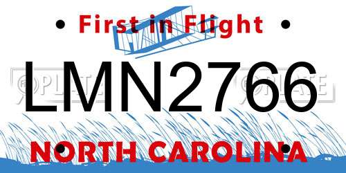 LMN2766 North Carolina License Plate