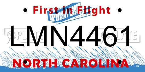 LMN4461 North Carolina License Plate