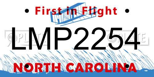 LMP2254 North Carolina License Plate