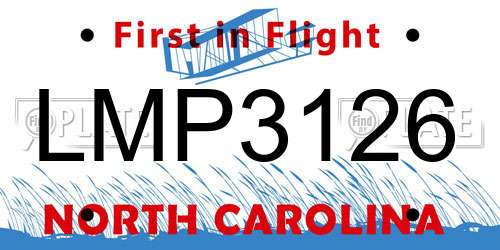 LMP3126 North Carolina License Plate