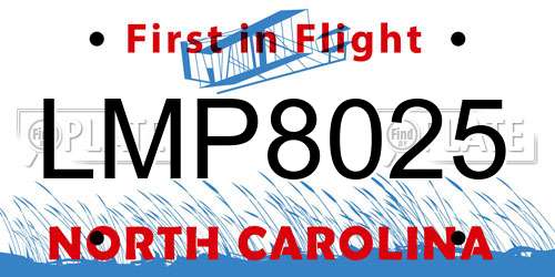 LMP8025 North Carolina License Plate