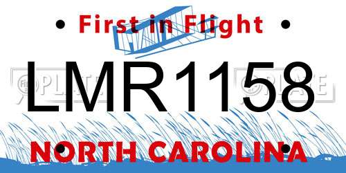 LMR1158 North Carolina License Plate
