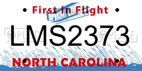 LMS2373 North Carolina License Plate