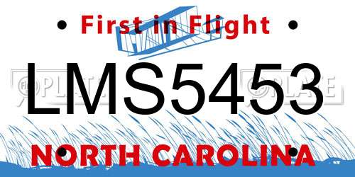 LMS5453 North Carolina License Plate