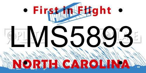 LMS5893 North Carolina License Plate