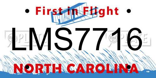 LMS7716 North Carolina License Plate