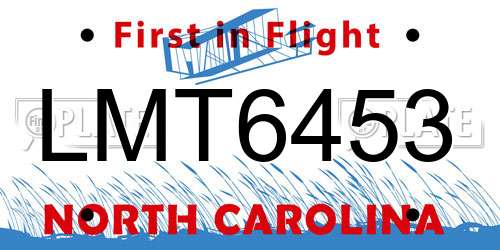 LMT6453 North Carolina License Plate