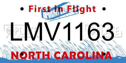 LMV1163 North Carolina License Plate