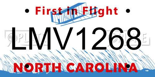 LMV1268 North Carolina License Plate