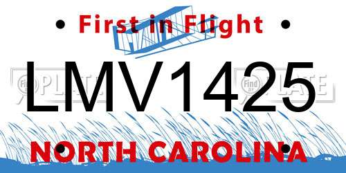 LMV1425 North Carolina License Plate