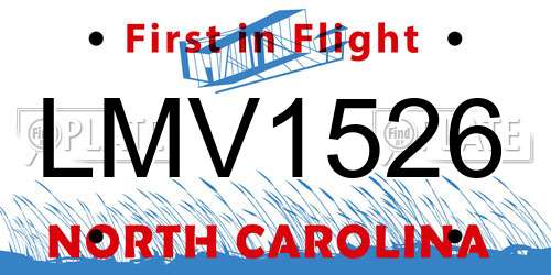 LMV1526 North Carolina License Plate
