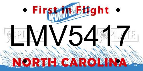 LMV5417 North Carolina License Plate