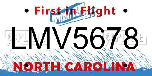 LMV5678 North Carolina License Plate