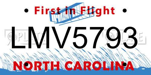 LMV5793 North Carolina License Plate