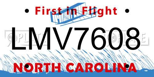 LMV7608 North Carolina License Plate