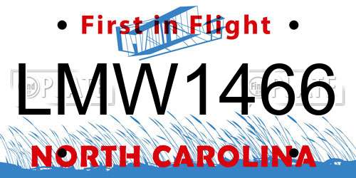 LMW1466 North Carolina License Plate
