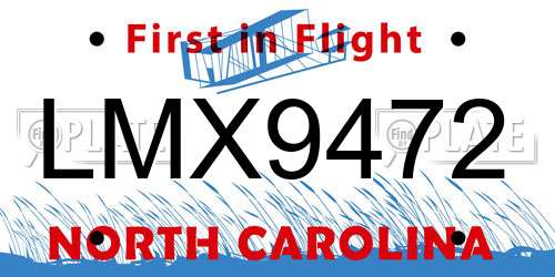 LMX9472 North Carolina License Plate
