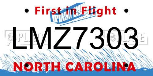 LMZ7303 North Carolina License Plate