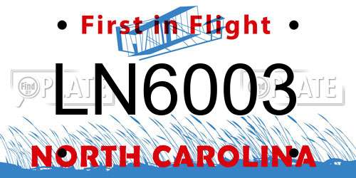 LN6003 North Carolina License Plate